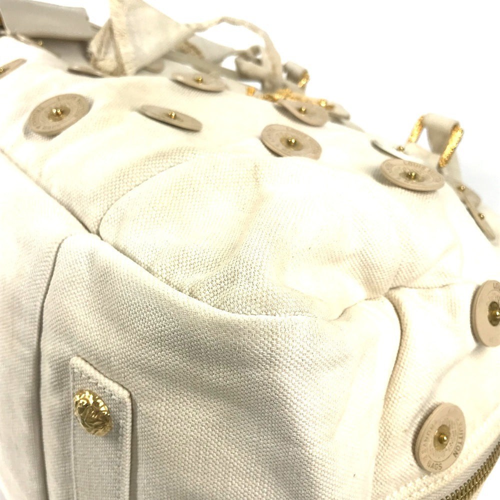 LOUIS VUITTON M95409 ポルカドッツ・パナマ ボウリィ ショルダーバッグ ベル付き カバン 肩掛け ボストンバッグ ハンドバッグ キャンバス レディース ホワイト系