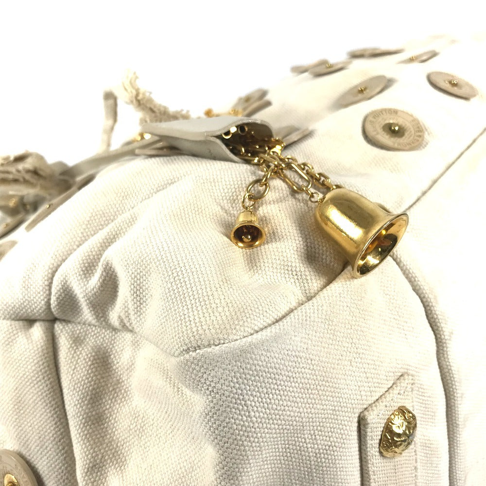 LOUIS VUITTON M95409 ポルカドッツ・パナマ ボウリィ ショルダーバッグ ベル付き カバン 肩掛け ボストンバッグ ハンドバッグ キャンバス レディース ホワイト系