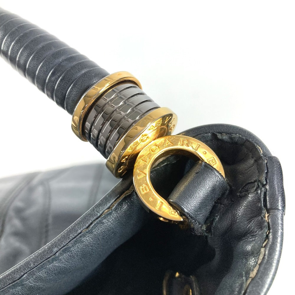 BVLGARI B-ZERO1 ビーゼロ1 ロゴ 肩掛け トートバッグ カバン ショルダーバッグ レザー ユニセックス ネイビー