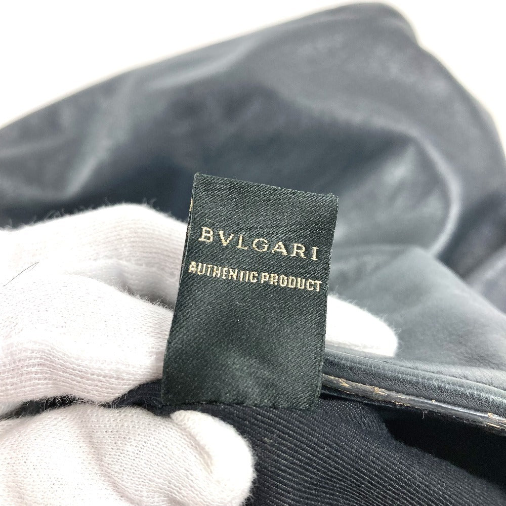 BVLGARI B-ZERO1 ビーゼロ1 ロゴ 肩掛け トートバッグ カバン ショルダーバッグ レザー ユニセックス ネイビー