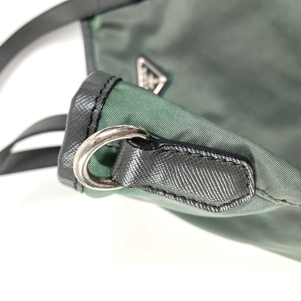 PRADA B4605C スネーク ヘビ 蛇 トライアングルロゴ 三角ロゴ プレート ショルダーバッグ カバン 肩掛け トートバッグ レザー/ナイロン ユニセックス グレー系