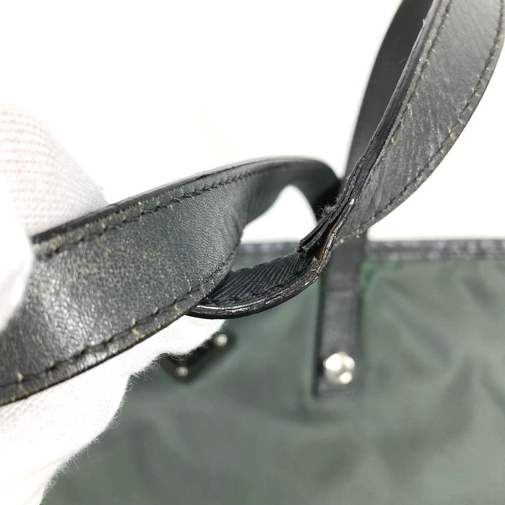 PRADA B4605C スネーク ヘビ 蛇 トライアングルロゴ 三角ロゴ プレート ショルダーバッグ カバン 肩掛け トートバッグ レザー/ナイロン ユニセックス グレー系