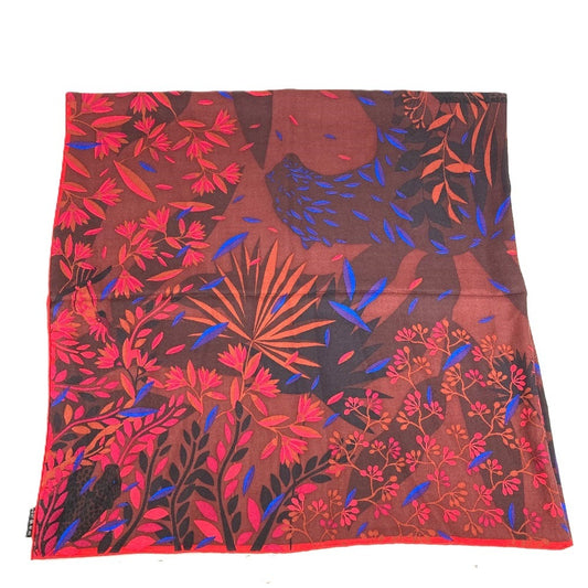 CARTIER パンテール 豹 ヒョウ ロゴ 大判 スカーフ 140 ストール ショール カシミヤ ユニセックス レッド