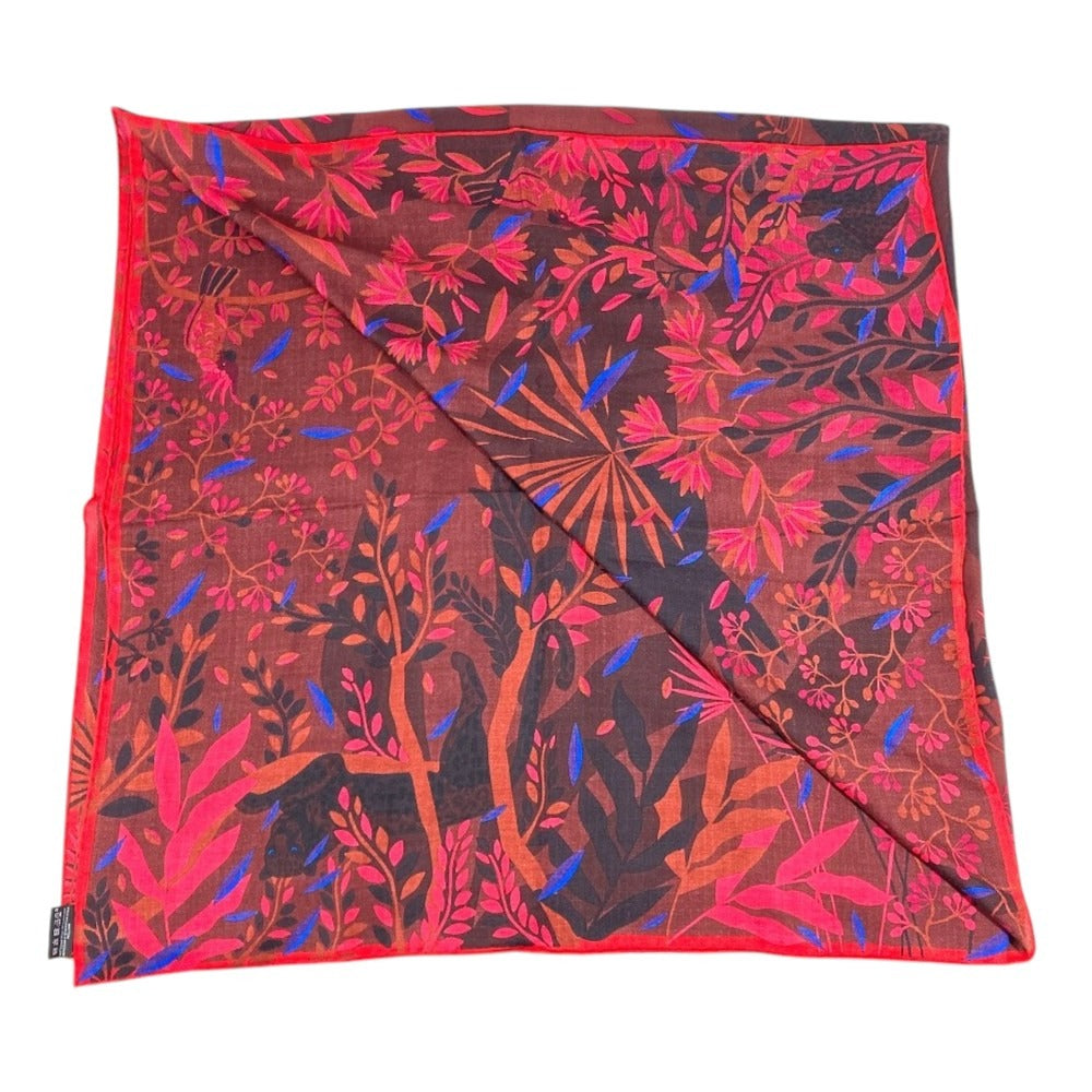 CARTIER パンテール 豹 ヒョウ ロゴ 大判 スカーフ 140 ストール ショール カシミヤ ユニセックス レッド