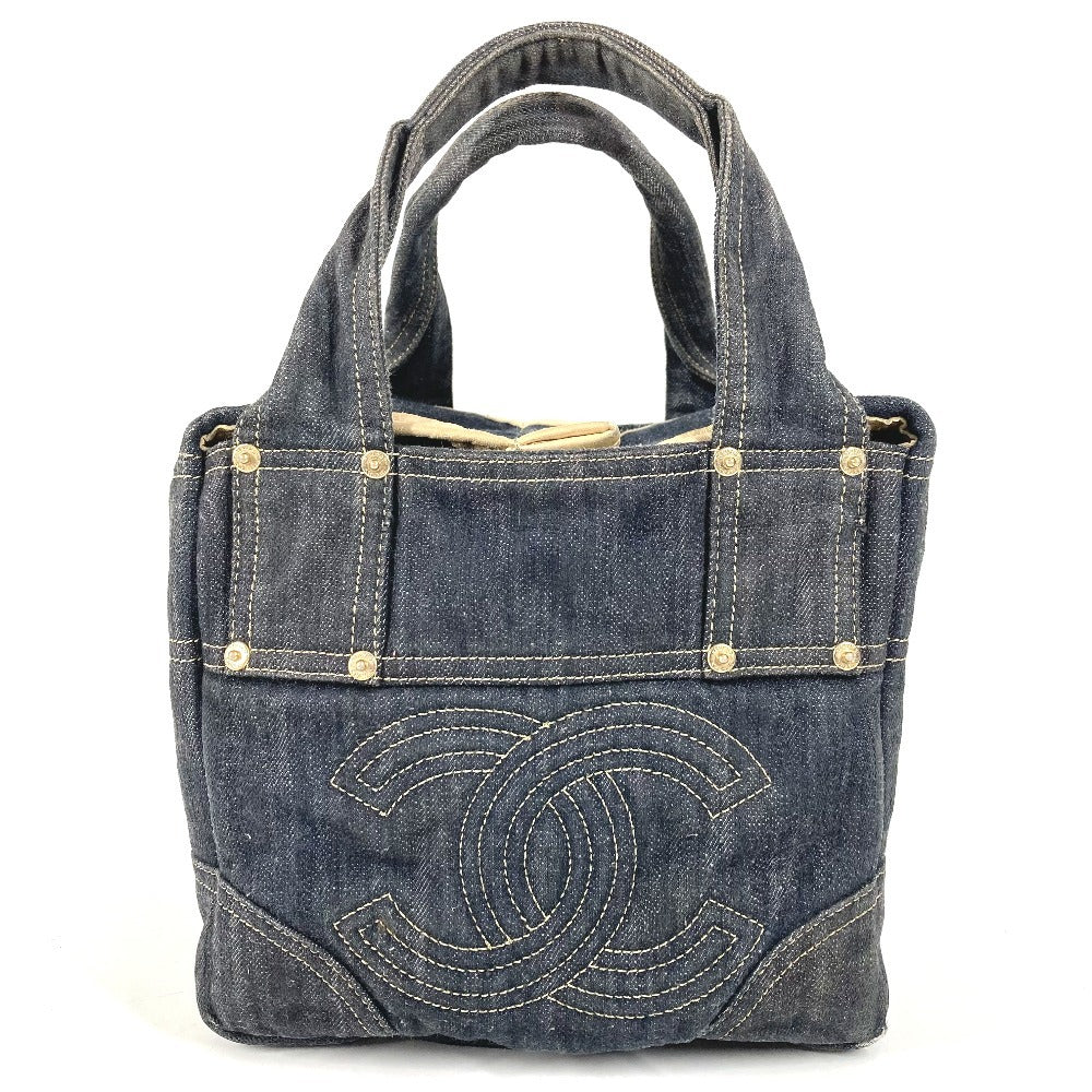 CHANEL A31985 Sparkling Denim CC Coco Mark Logo Bag Tote Bag Handbag Denim Women's Blue