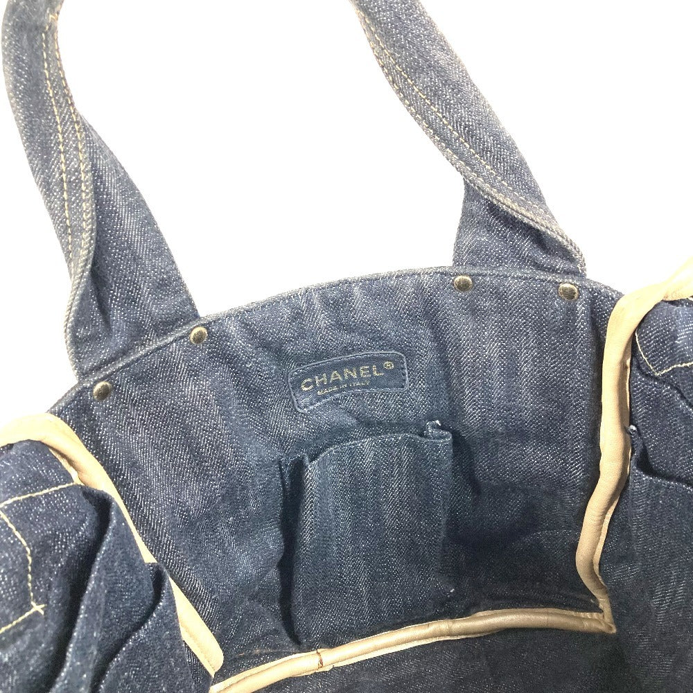 CHANEL A31985 Sparkling Denim CC Coco Mark Logo Bag Tote Bag Handbag Denim Women's Blue