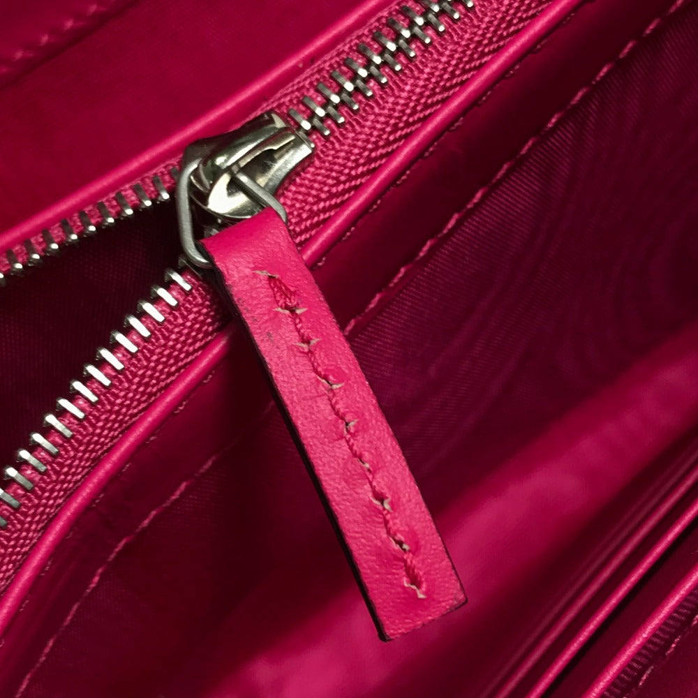 GUCCI 524967 GUCCY Logo Chain Wallet Bag, 2-Way Long Wallet, Leather, Women's, Pink/Gold