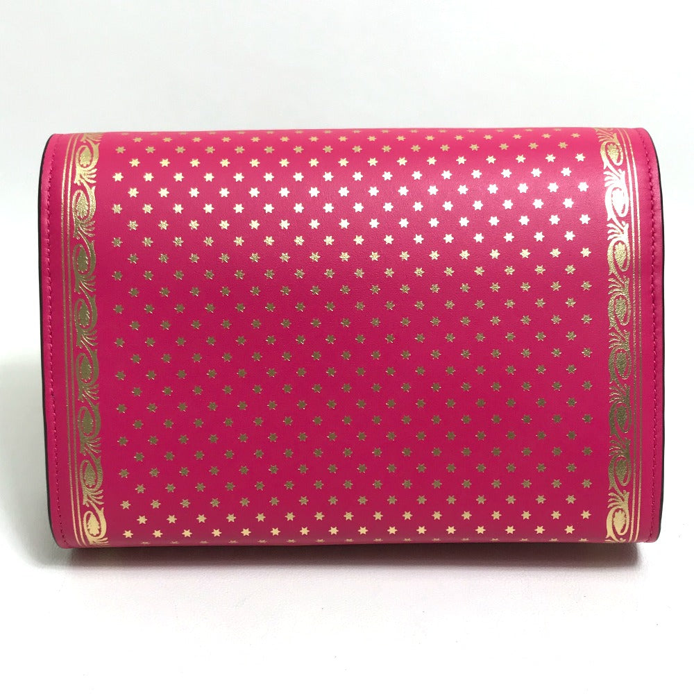GUCCI 524967 GUCCY Logo Chain Wallet Bag, 2-Way Long Wallet, Leather, Women's, Pink/Gold