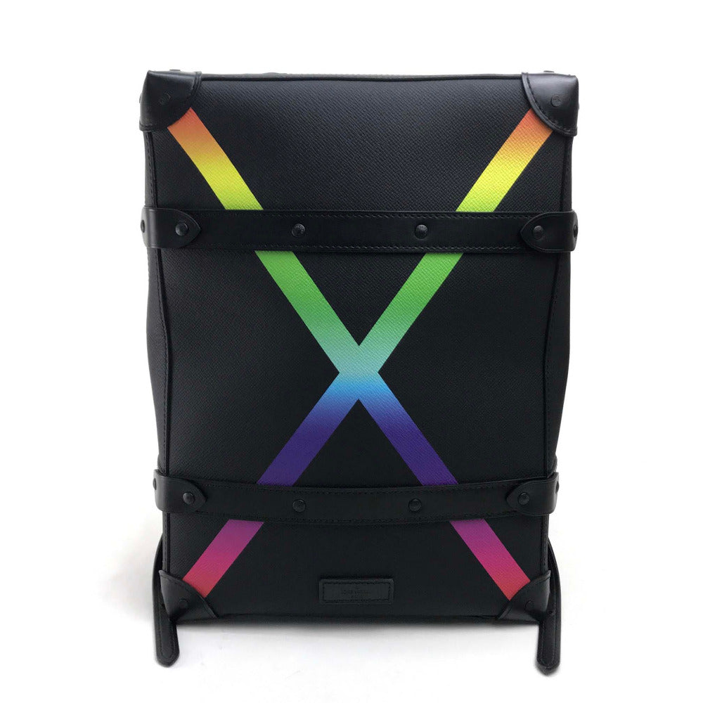 LOUIS VUITTON M30337 Taiga Rainbow Soft Trunk Backpack PM, Taiga Leather, Men's, Black