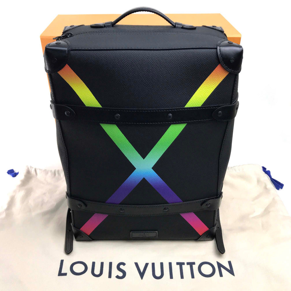 LOUIS VUITTON M30337 Taiga Rainbow Soft Trunk Backpack PM, Taiga Leather, Men's, Black