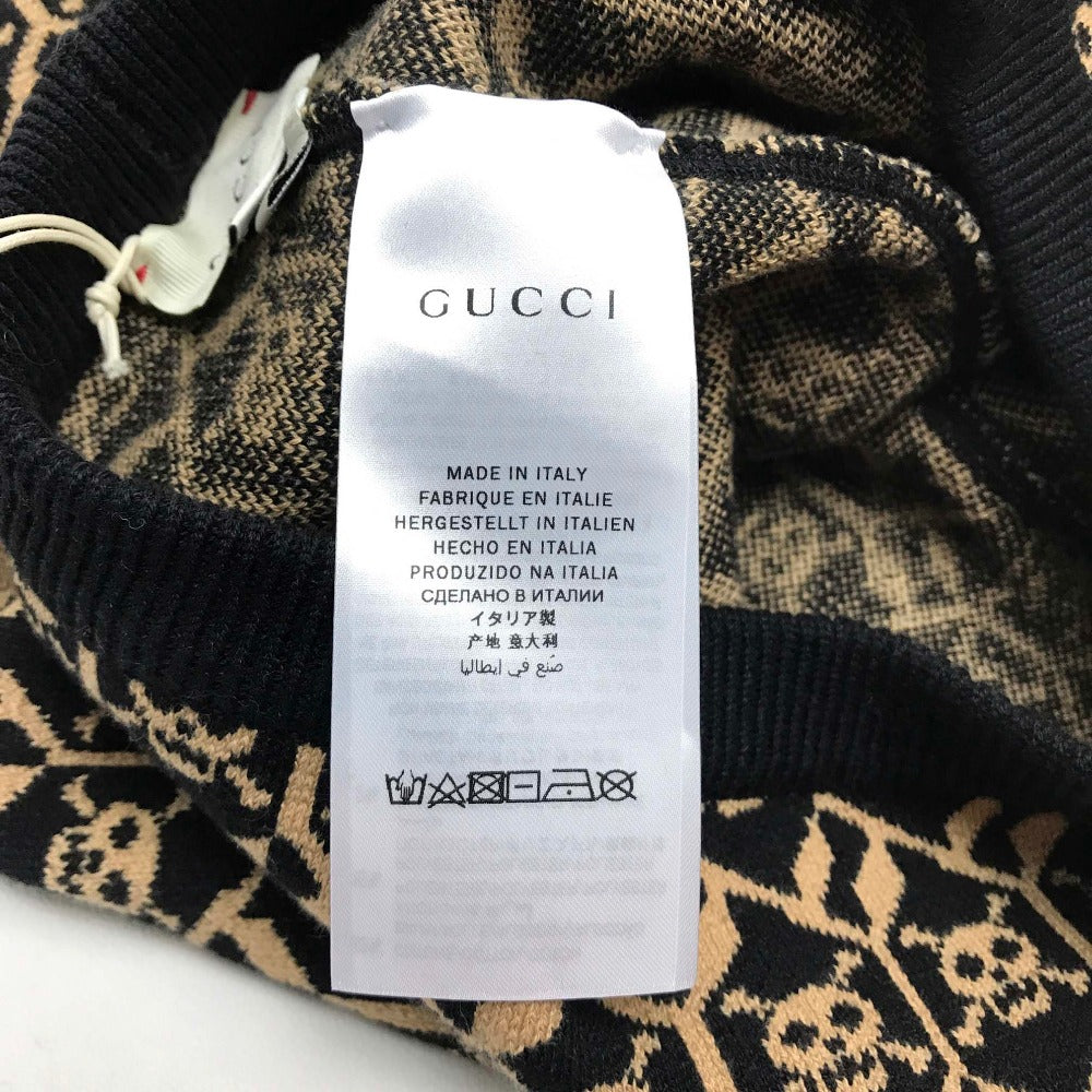 GUCCI 484340 Skull Decorative Pattern Pants, Cotton, Kids, Beige x Black