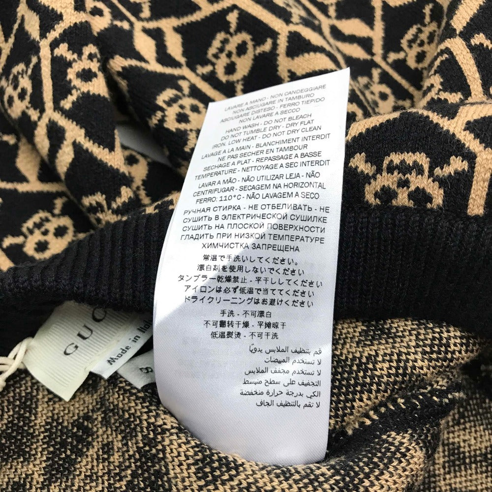GUCCI 484340 Skull Decorative Pattern Pants, Cotton, Kids, Beige x Black