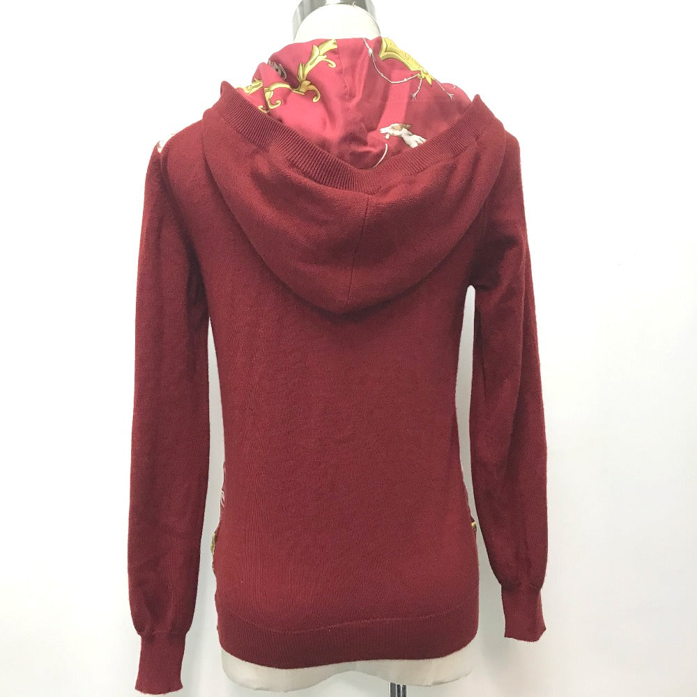HERMES トップス シャツ 総柄 フード付き シルク切り替えニット アパレル ジャケット ニット カシミヤ レディース レッド レッド×イエロー - brandshop-reference