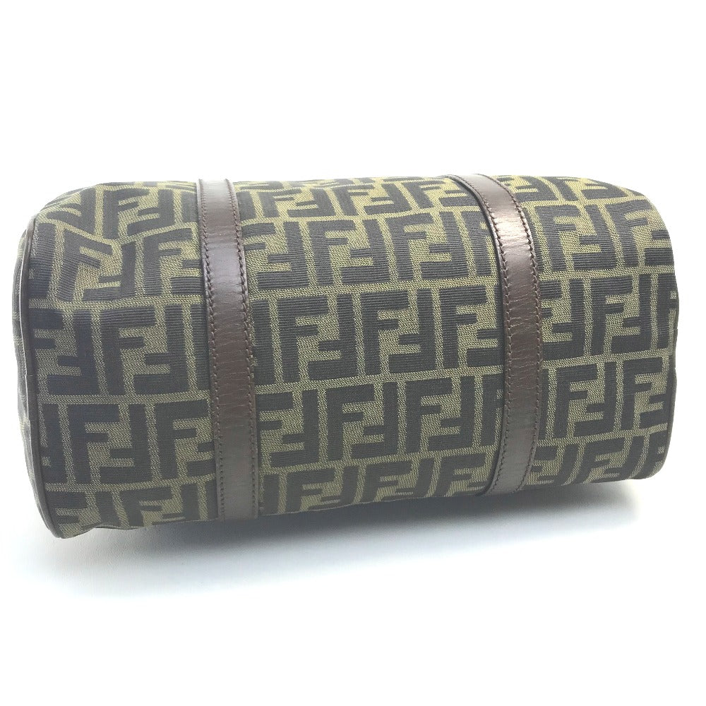 FENDI Zucca FF Pattern Mini Boston Bag Handbag Canvas/Leather Women's Brown