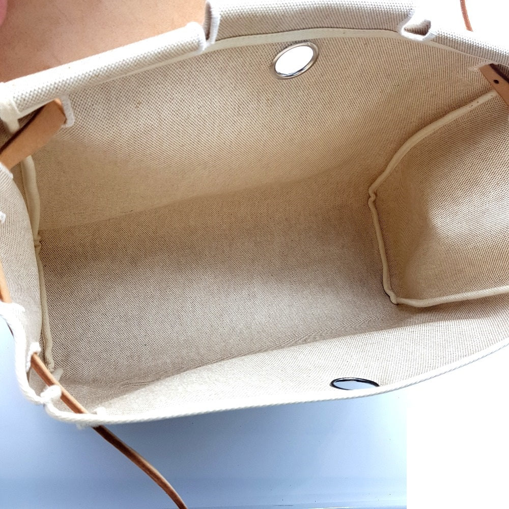 HERMES 2-Way Handbag, Air Bag MM, Shoulder Bag, Toile Officier Leather, Women's, Brown, Brown and Natural