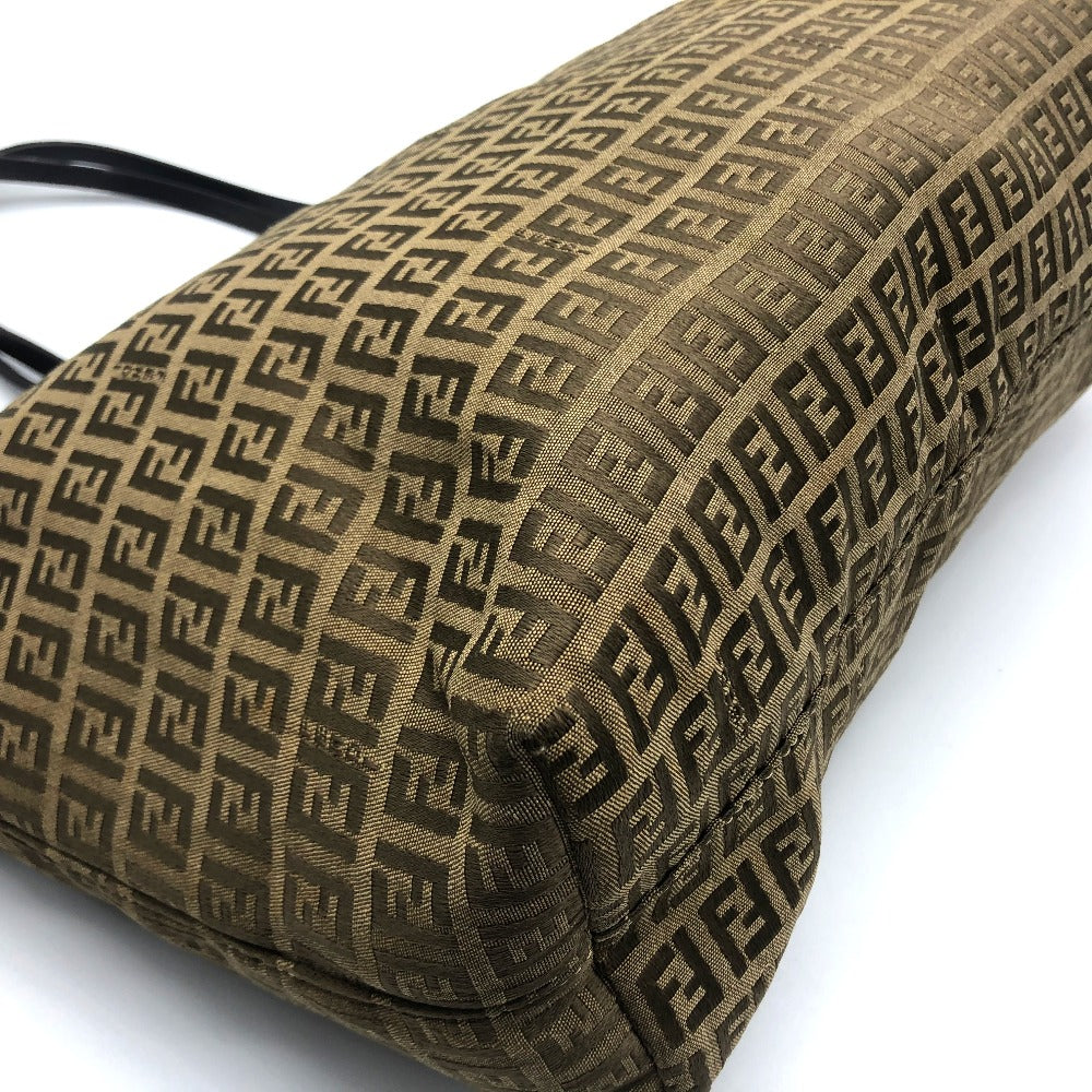 FENDI FF logo Zucca print Zucchino shoulder tote bag in canvas/leather, women's, beige, beige and brown.