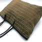 FENDI FF logo Zucca print Zucchino shoulder tote bag in canvas/leather, women's, beige, beige and brown.