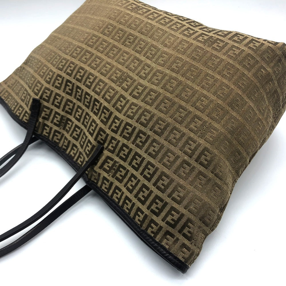 FENDI FF logo Zucca print Zucchino shoulder tote bag in canvas/leather, women's, beige, beige and brown.