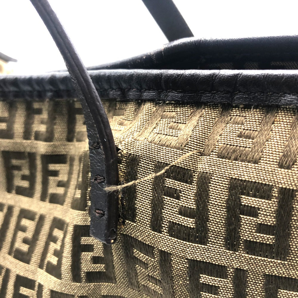 FENDI FF logo Zucca print Zucchino shoulder tote bag in canvas/leather, women's, beige, beige and brown.