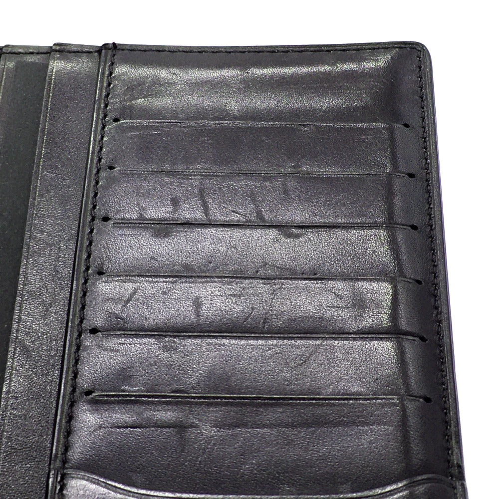 Berluti Calligraphy Ebene Long Wallet, Leather Accessory, Long Wallet, Bifold Wallet, Men's, Purple, Dark Purple x Black