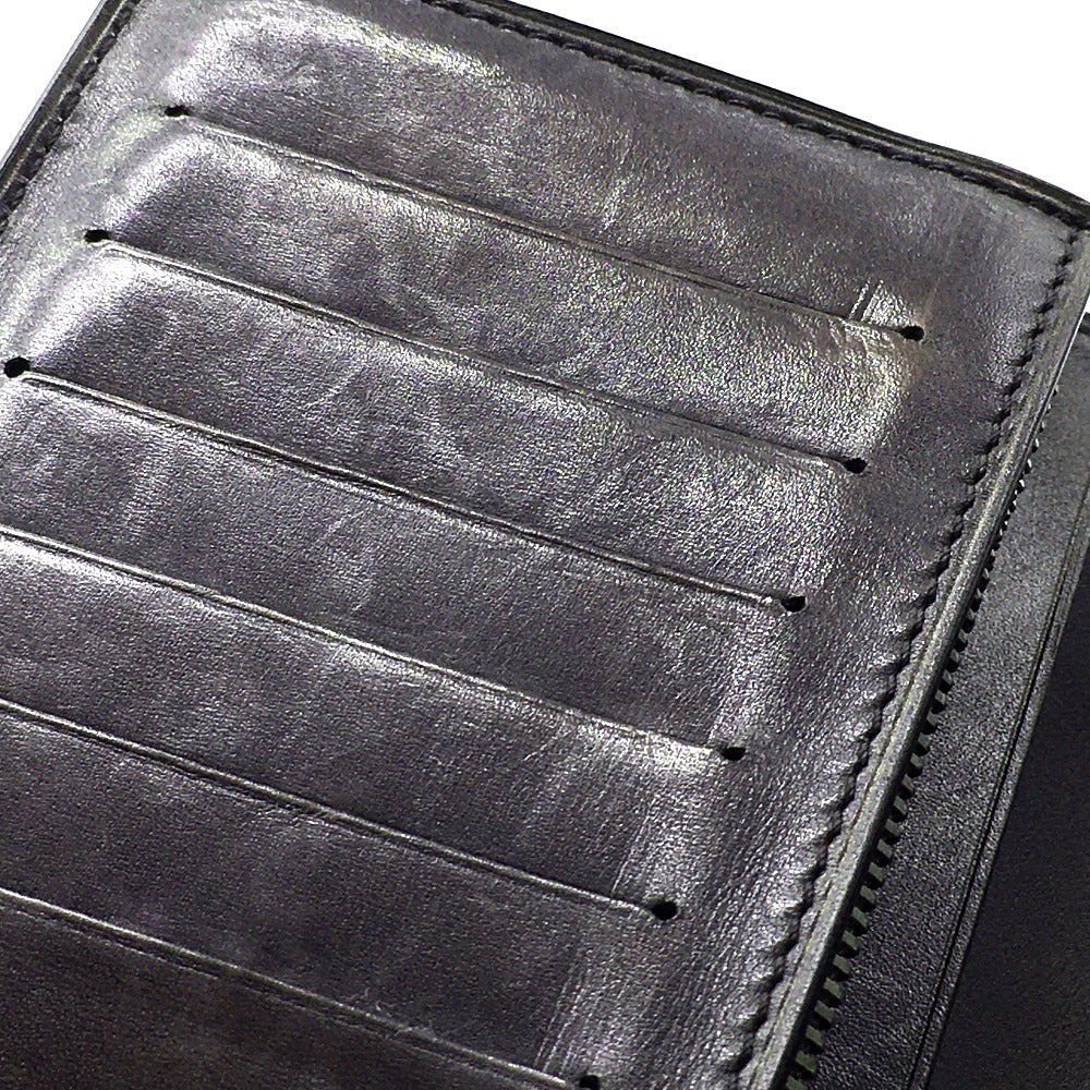 Berluti Calligraphy Ebene Long Wallet, Leather Accessory, Long Wallet, Bifold Wallet, Men's, Purple, Dark Purple x Black