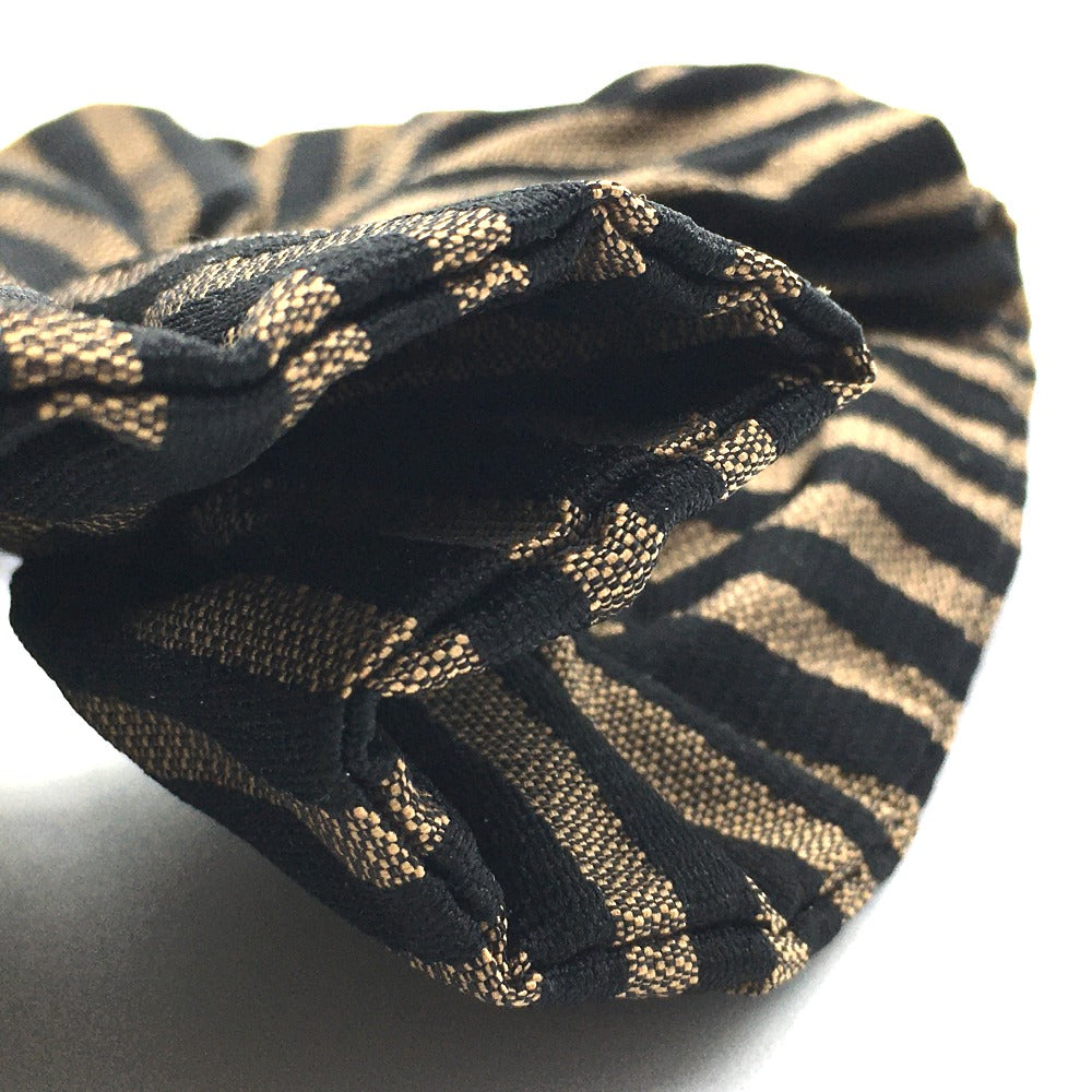 FENDI Pequin Scrunchie Hair Accessory, Hair Tie, Canvas Hair Tie, Women's, Brown, Brown and Black