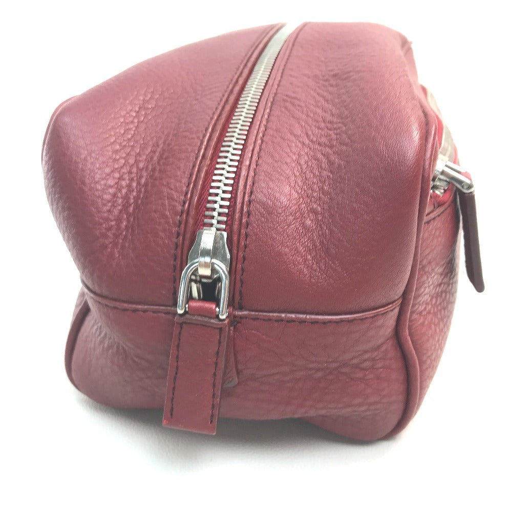 PRADA Triangle Logo Plate Leather Pouch for Women, Red