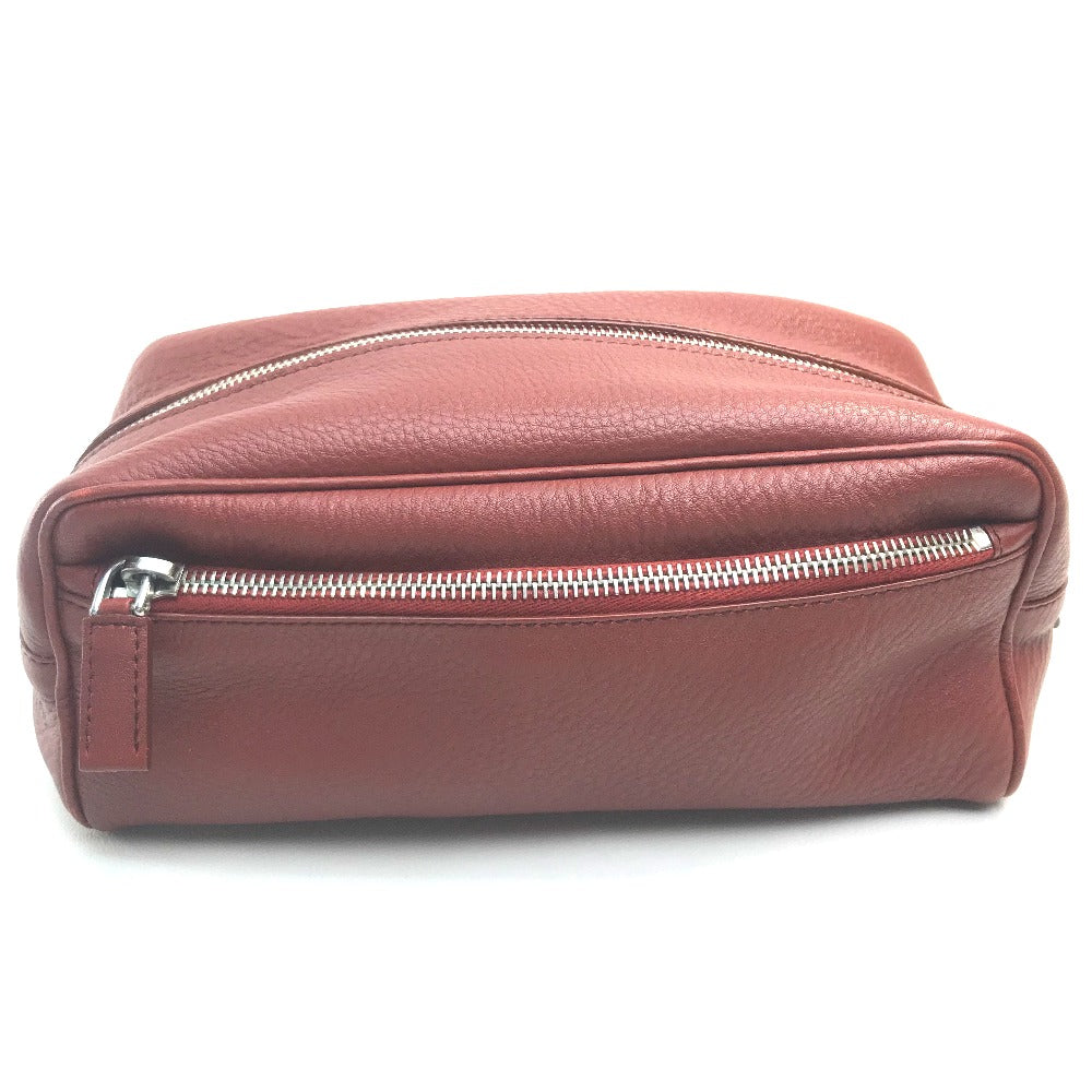 PRADA Triangle Logo Plate Leather Pouch for Women, Red