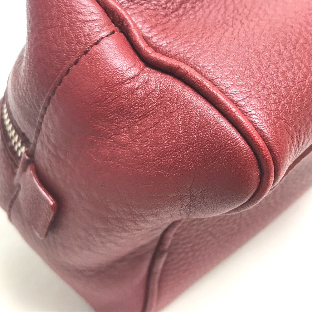 PRADA Triangle Logo Plate Leather Pouch for Women, Red