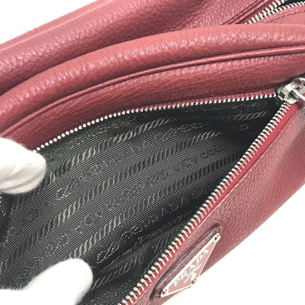 PRADA Triangle Logo Plate Leather Pouch for Women, Red