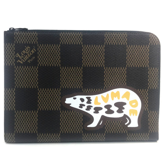LOUIS VUITTON N60390 Damier Giant Pochette Jour Clutch Bag, NIGO Collaboration, Men's, Damier Canvas, Ebene Brown