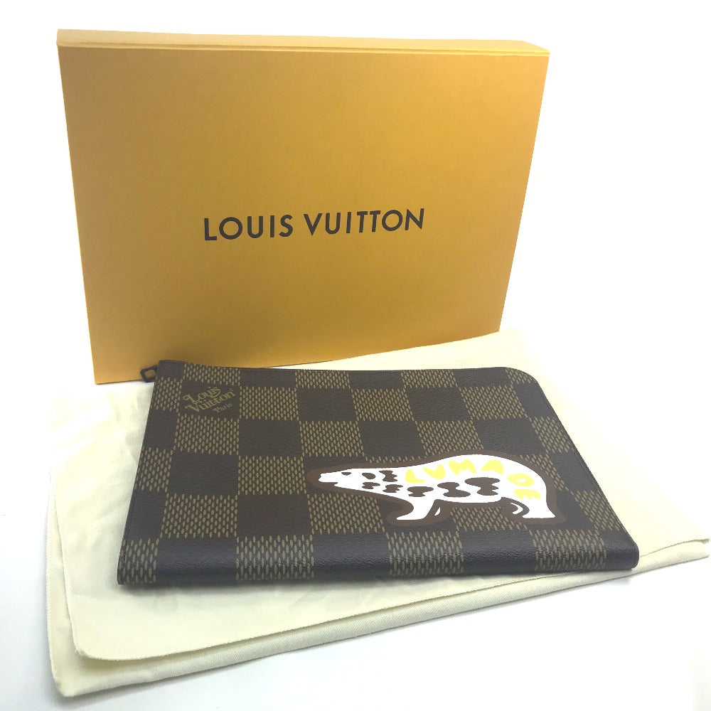 LOUIS VUITTON N60390 Damier Giant Pochette Jour Clutch Bag, NIGO Collaboration, Men's, Damier Canvas, Ebene Brown