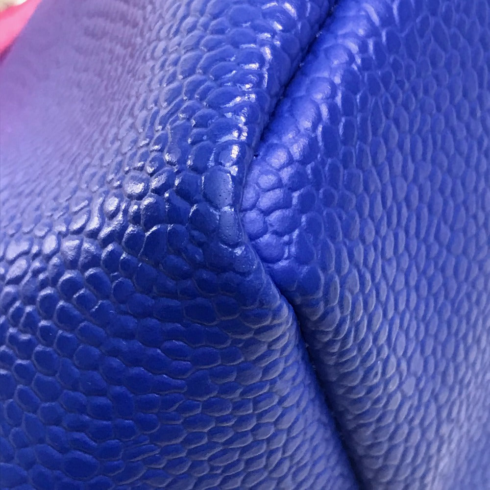 Herve Chapelier バイカラー 舟型 カバン ミニ バッグ ハンドバッグ Pt950 レディース ブルー×ピンク