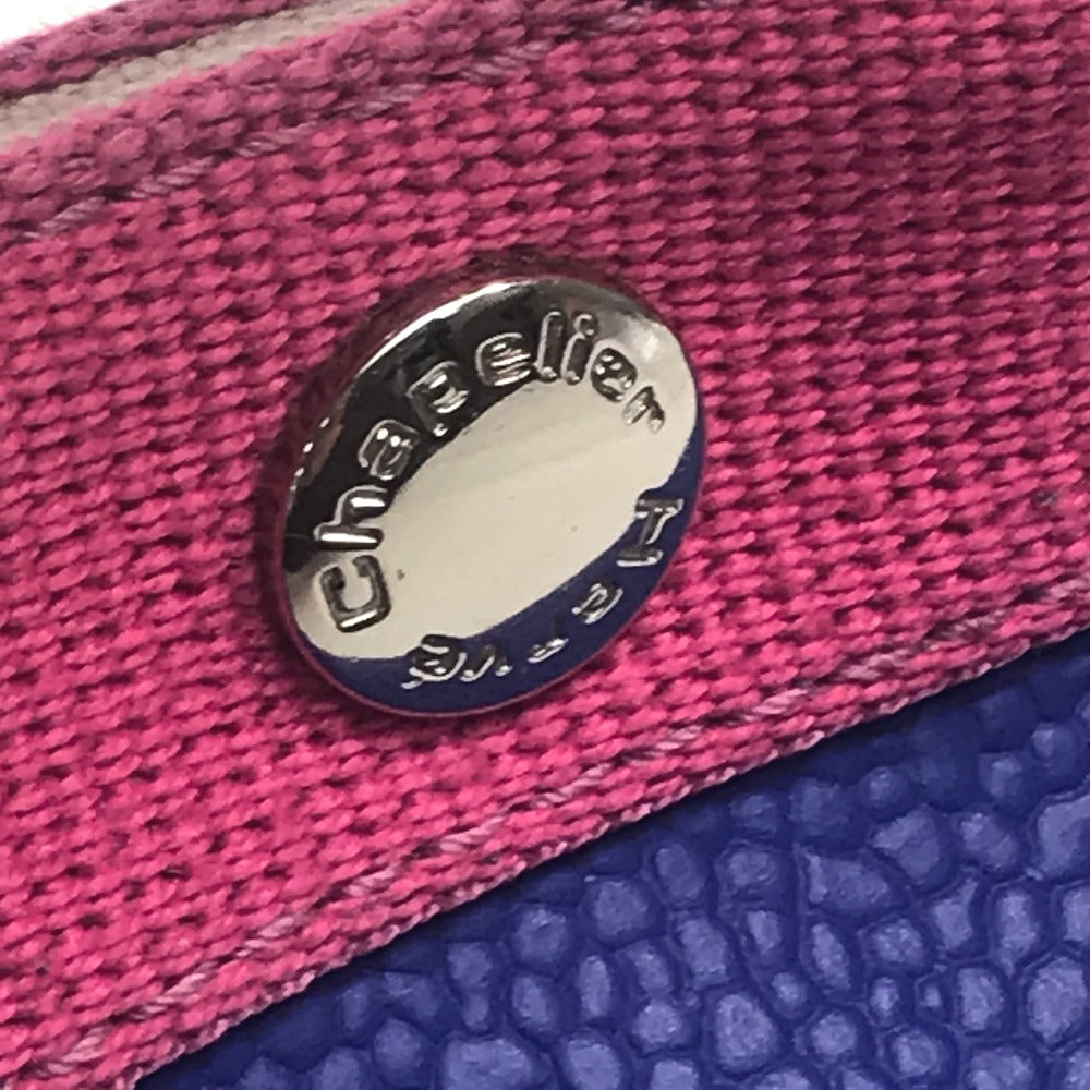 Herve Chapelier バイカラー 舟型 カバン ミニ バッグ ハンドバッグ Pt950 レディース ブルー×ピンク