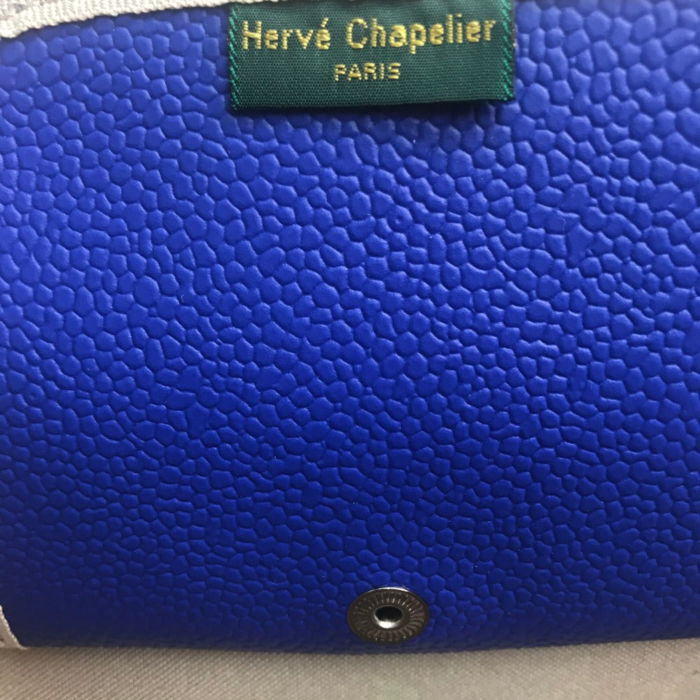 Herve Chapelier バイカラー 舟型 カバン ミニ バッグ ハンドバッグ Pt950 レディース ブルー×ピンク