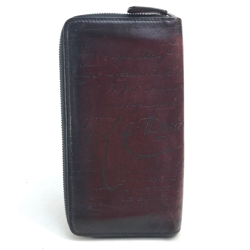 Berluti Calligraphy Wallet, Long Leather Wallet, Men's, Brown, Dark Brown/Black
