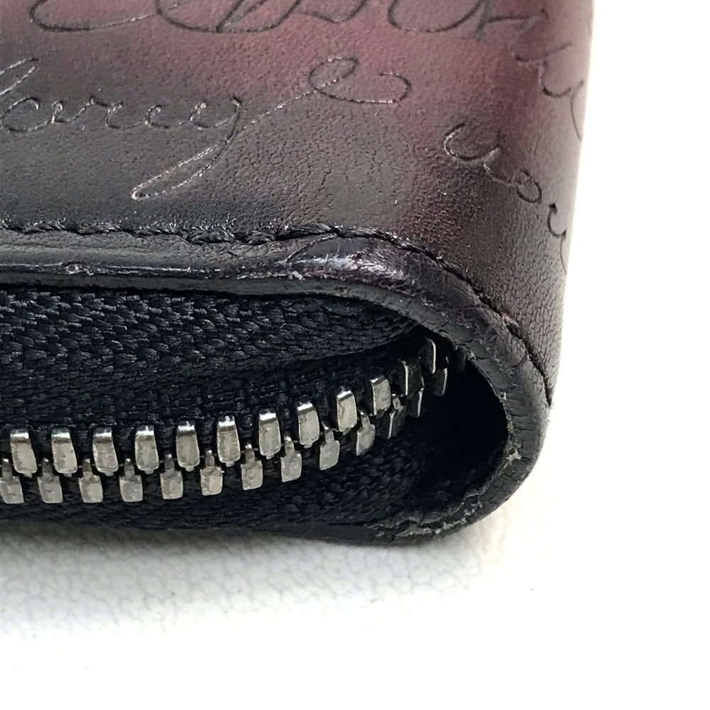 Berluti Calligraphy Wallet, Long Leather Wallet, Men's, Brown, Dark Brown/Black