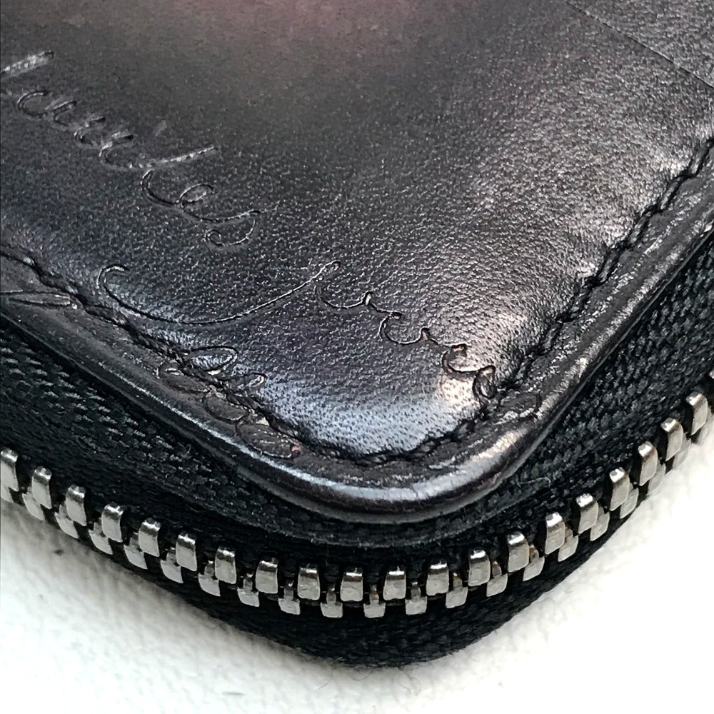 Berluti Calligraphy Wallet, Long Leather Wallet, Men's, Brown, Dark Brown/Black