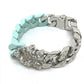 LOUIS VUITTON MP2630 LV Sculpture Chain Bracelet, Ceramic, Women's, Silver, Pastel Green