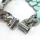 LOUIS VUITTON MP2630 LV Sculpture Chain Bracelet, Ceramic, Women's, Silver, Pastel Green