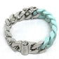 LOUIS VUITTON MP2630 LV Sculpture Chain Bracelet, Ceramic, Women's, Silver, Pastel Green