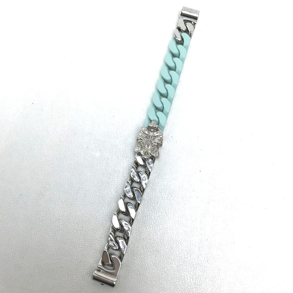 LOUIS VUITTON MP2630 LV Sculpture Chain Bracelet, Ceramic, Women's, Silver, Pastel Green