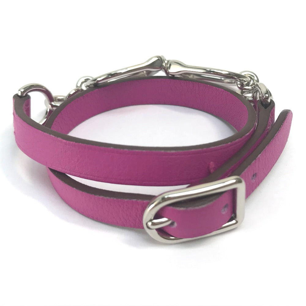 HERMES Etrier Double Tour Double Bracelet in Swift Leather, Purple