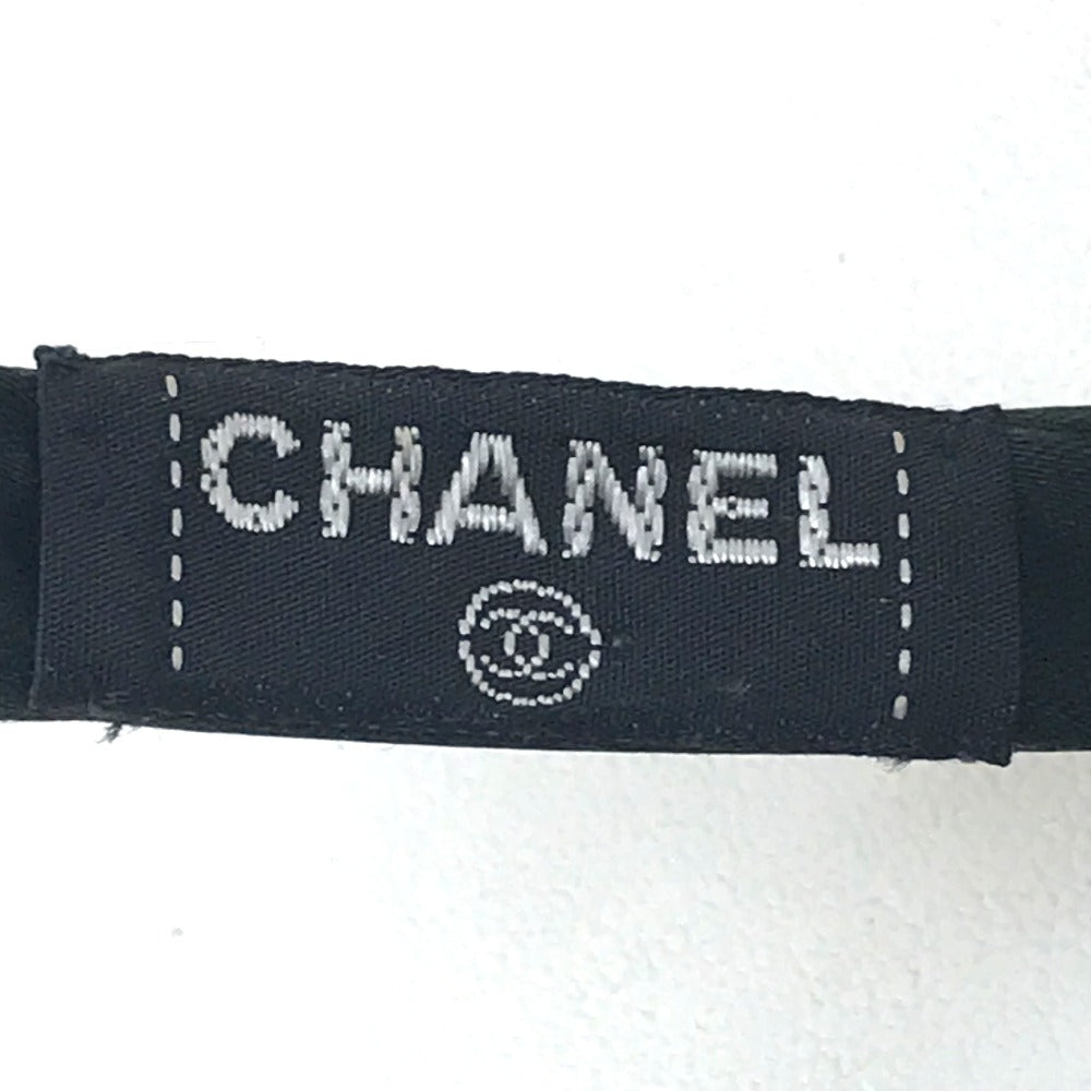 CHANEL Ribbon Hair Accessory Satin Women's Black Black x Dark Green