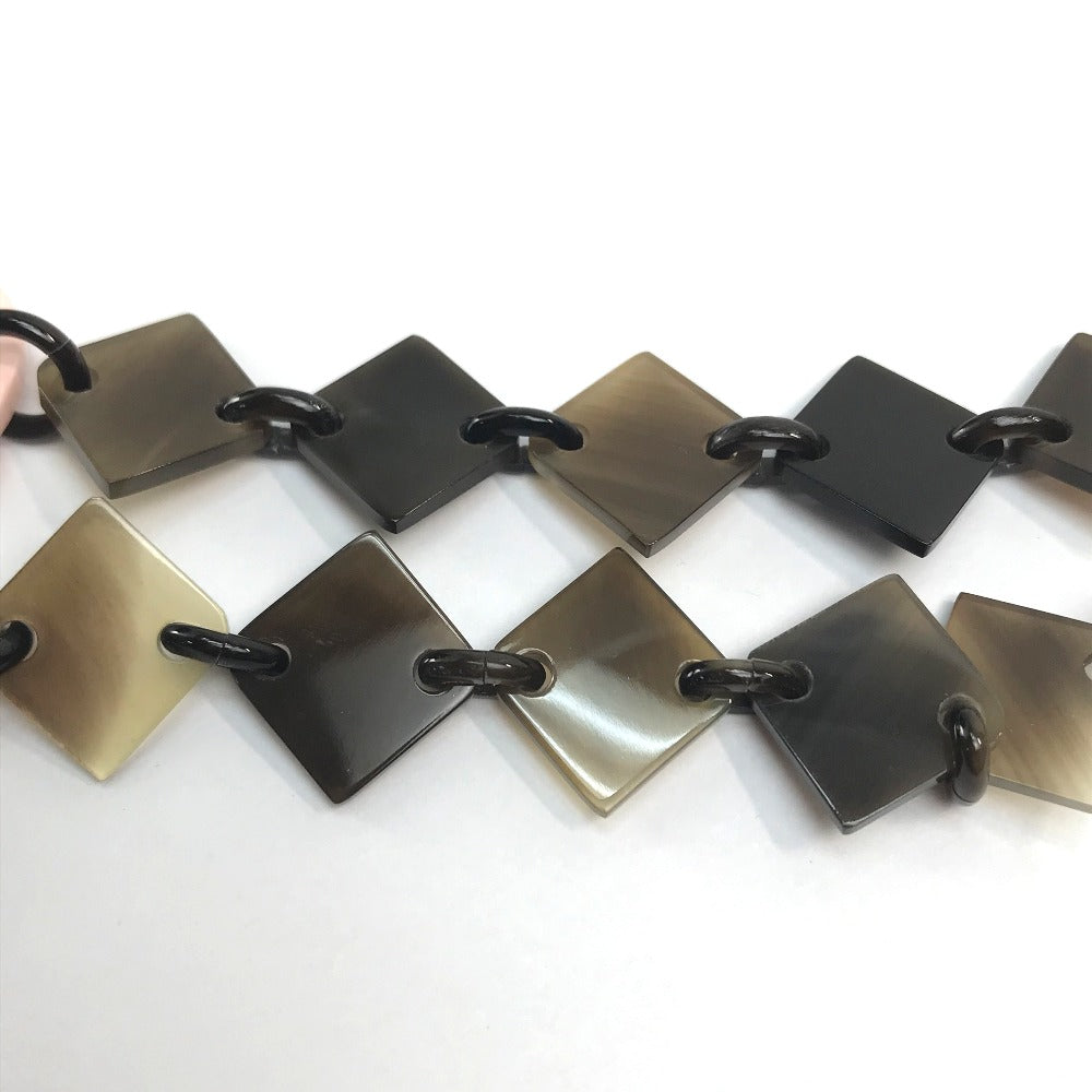 HERMES HAVA Buffalo Horn Necklace for Women in Brown and Light Pink