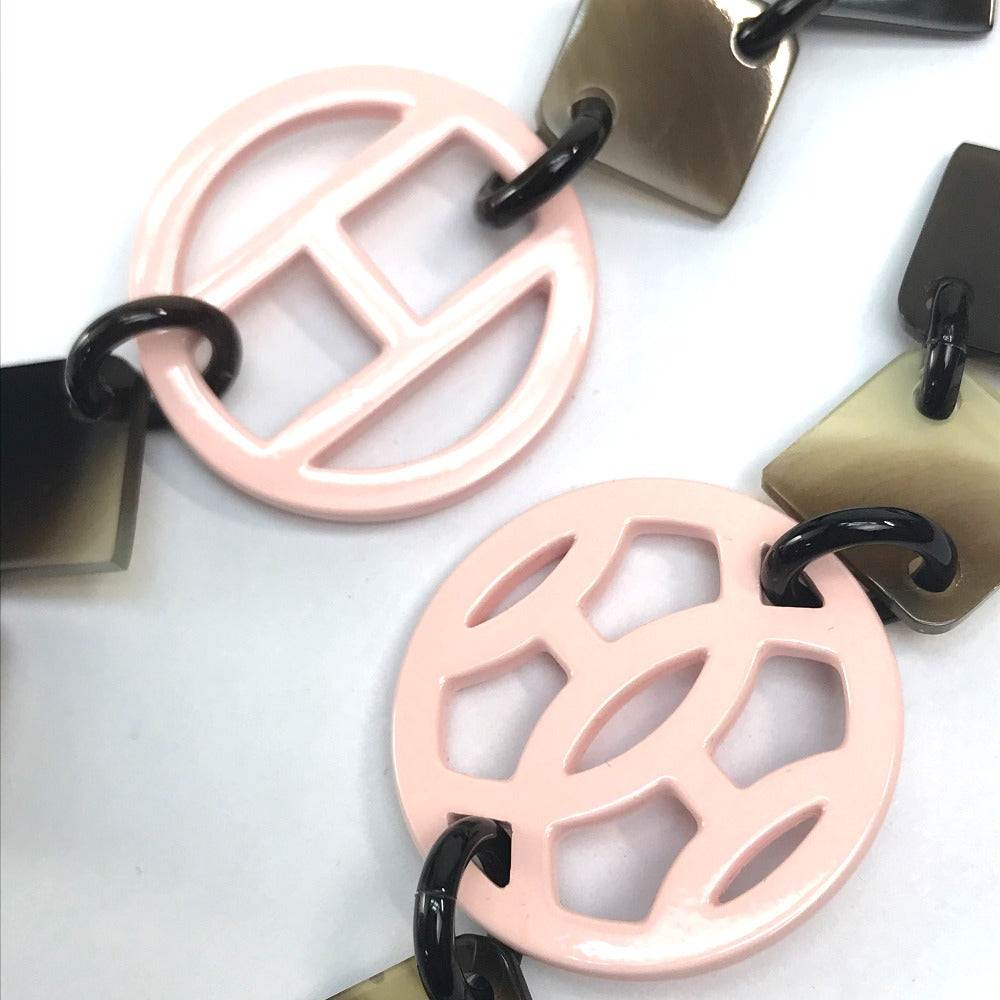 HERMES HAVA Buffalo Horn Necklace for Women in Brown and Light Pink