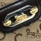 CELINE Carriage Hardware Logo Vintage Shoulder Bag Canvas/Leather Women's Beige/Dark Brown