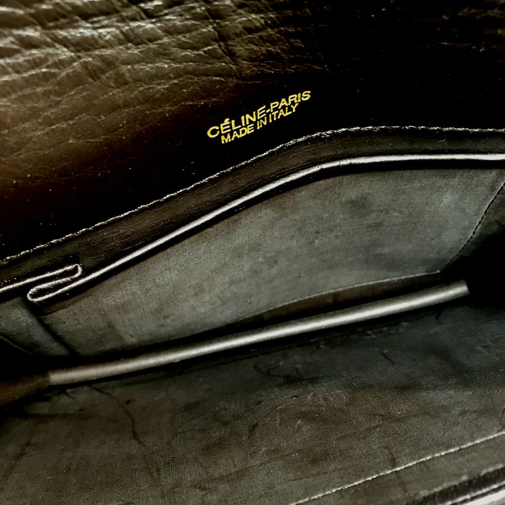 CELINE Carriage Hardware Logo Vintage Shoulder Bag Canvas/Leather Women's Beige/Dark Brown