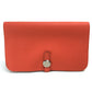 HERMES Dogon GM Dogon Duo Long Wallet with Coin Case, Togo, Unisex, Rouge Tomato, Orange Red