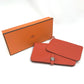 HERMES Dogon GM Dogon Duo Long Wallet with Coin Case, Togo, Unisex, Rouge Tomato, Orange Red